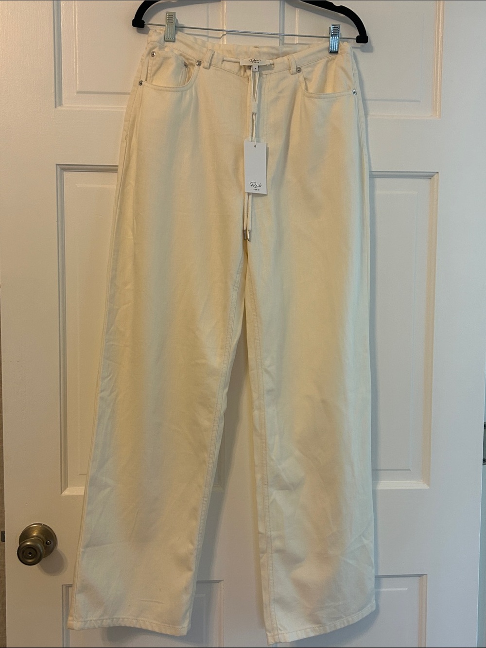 Rails Cream High-Rise Wide-Leg Jeans